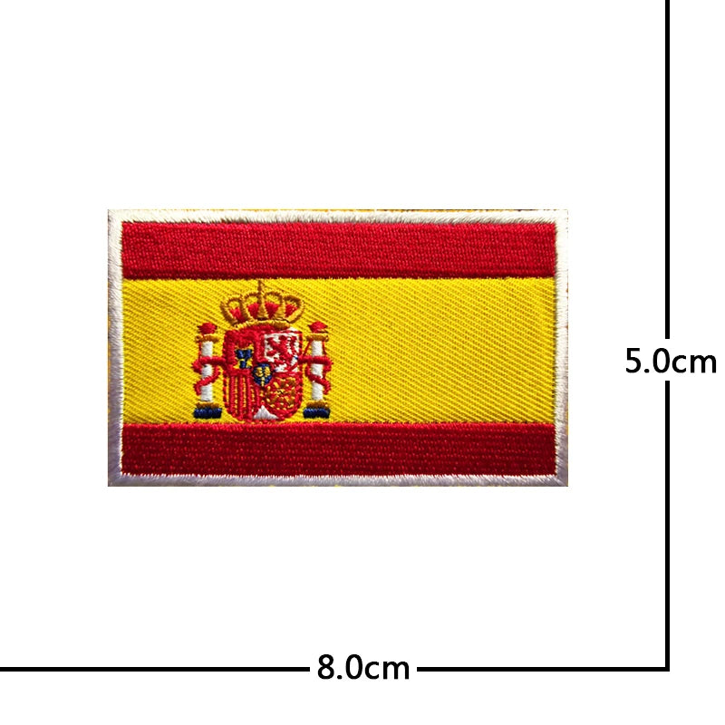 Parche bandera de España, escudo, borde blanco