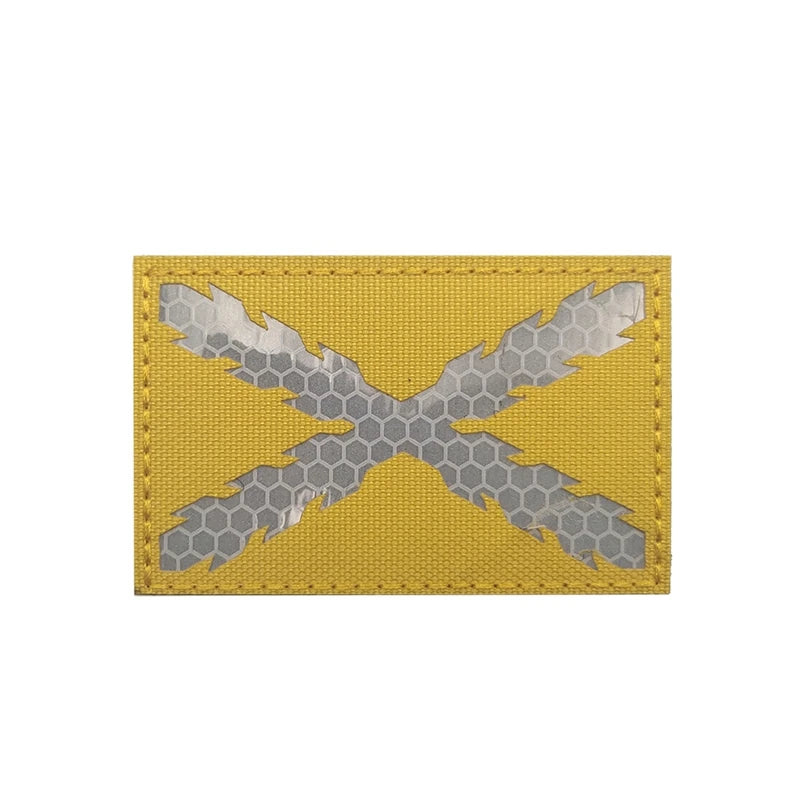 Parche Cruz de Borgoña reflectante amarillo y plata