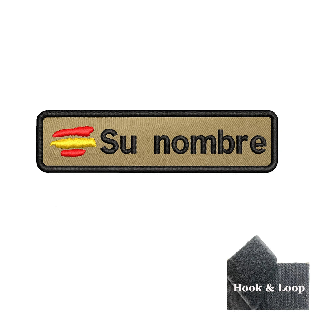 Parche con nombre, bandera España, velcro