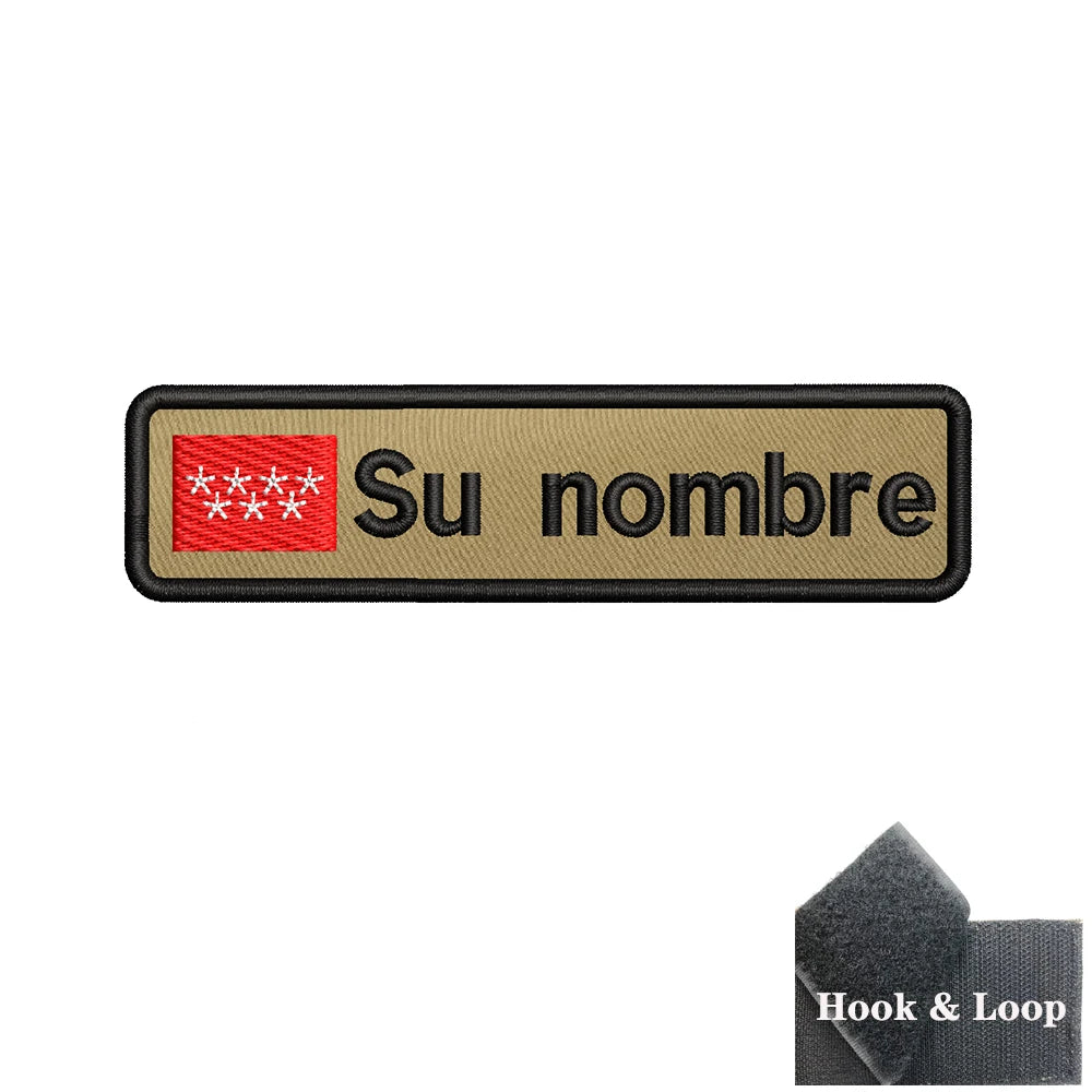 Parche con nombre, bandera Madrid, velcro
