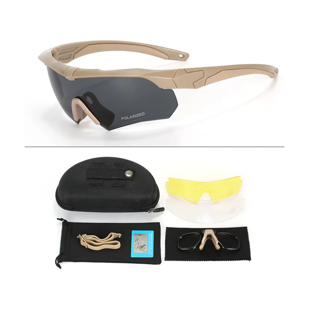 Gafas Tácticas con 3 Lentes caqui lente polarizada