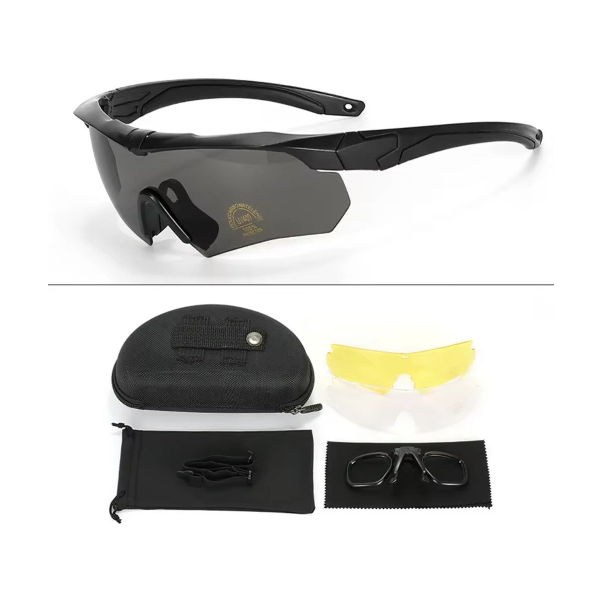 Gafas Tácticas con 3 Lentes negro lente estándar