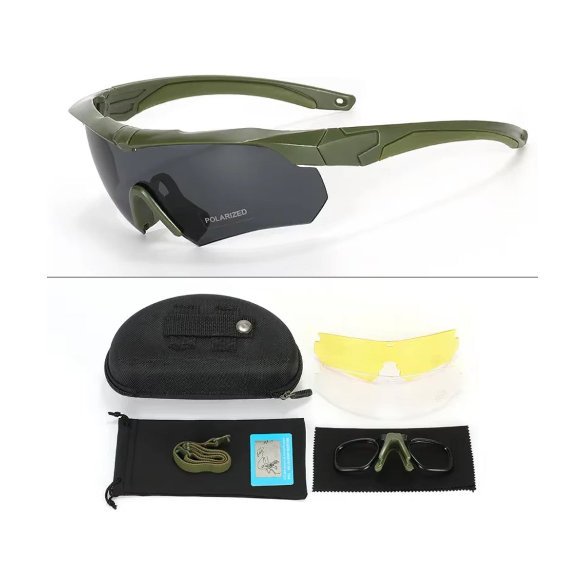 Gafas Tácticas con 3 Lentes verde lente polarizada