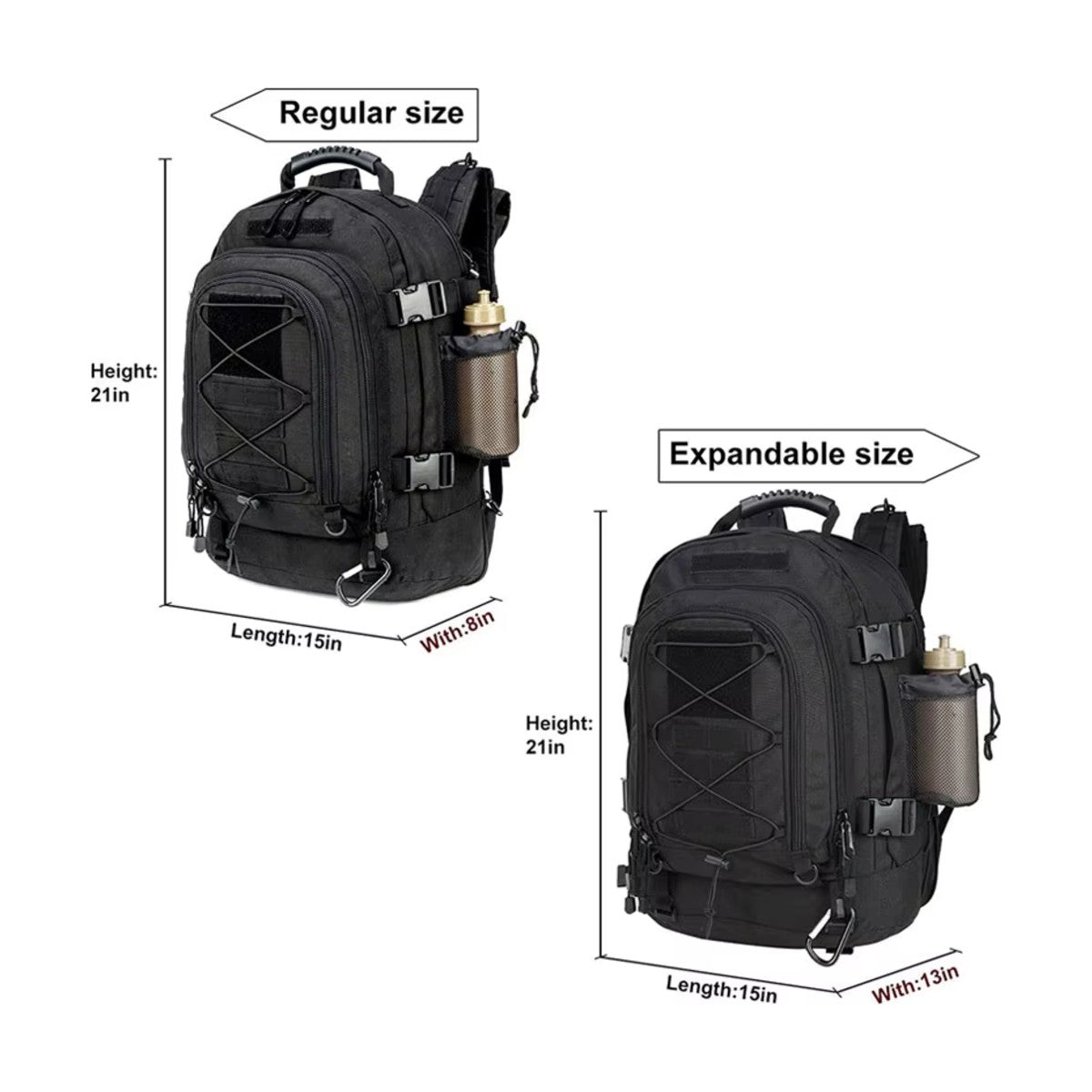Mochila Táctica 60L Molle medidas